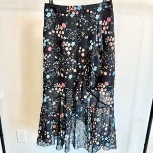 Floral Black Chiffon Skirt size 160 similar to size XS